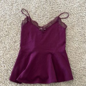 Express baby doll lace trim top shirt